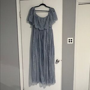 Elegant Blue Lace Dress